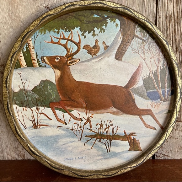 vintage Other - Vintage Deer Pheasant Cabin Rustic Serving Tray vintage Other - Vintage Deer Pheasant Cabin Rustic Serving Tray